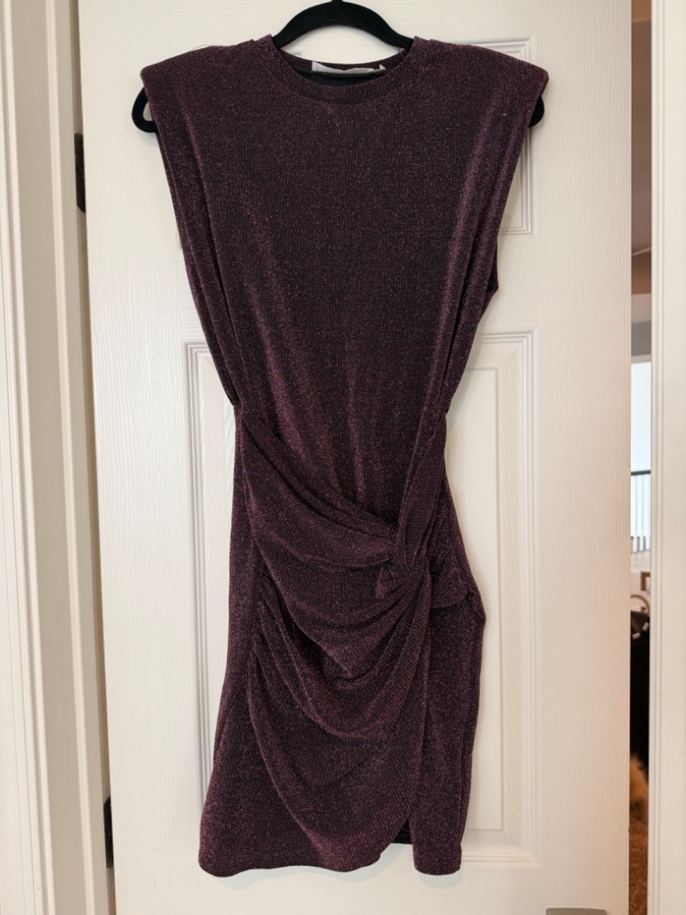 Astr Metallic Plum Ruched Mini Dress